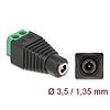 Delock Adapter, DC, 1,35 x 3,5 mm, csatlakozóhüvely  2 tűs csatlakozóblokk (66730)