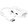 Delock Adapter Displayport 1.1-dugós csatlakozó  VGA / HDMI / DVI-csatlakozóhüvely passzív fehér (62655)