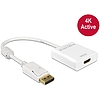 Delock Adapter Displayport 1.2-dugós csatlakozó  HDMI-csatlakozóhüvely 4K aktív, 20cm, fehér (62608)