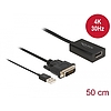 Delock Adapter DVI-dugós csatlakozó  DisplayPort 1.2-csatlakozóhüvely fekete 4K-hez HDR funkcióval (63189)