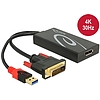 Delock Adapter DVI-dugós csatlakozó  Displayport 1.2-csatlakozóhüvely fekete (62596)