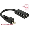 Delock Adapter mini Displayport 1.2-dugós csatlakozó csavarral  HDMI-csatlakozóhüvely 4K aktív feke (62640)