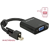 Delock Adapter mini Displayport 1.2-dugós csatlakozó csavarral  VGA-csatlakozóhüvely fekete (62641)