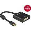 Delock Adapter mini Displayport 1.2-dugós csatlakozó  DVI-csatlakozóhüvely 4K aktív, fekete (62603)