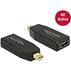 Delock Adapter mini Displayport 1.2-dugós csatlakozó  HDMI-csatlakozóhüvely 4K aktív, fekete (65581)