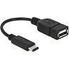 Delock Adapterkábel USB Type-C 2.0 dugó  USB 2.0 A típusú hüvely 15 cm fekete (65579)