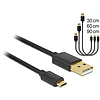 Delock Adat- és tölto kábel USB 2.0 A-típusú csatlakozóval  USB 2.0 Micro B típusú csatlakozó 3 db (83680)