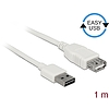 Delock Bővítő kábel EASY-USB 2.0-s A típusú csatlakozódugó  USB 2.0 A-típusú hüvely fehér 1 m (85199)