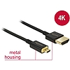 Delock Cable High Speed HDMI with Ethernet - HDMI-A male  HDMI Micro-D male 3D 4K 2 m Slim Premium (84783)