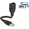 Delock Cable USB 2.0 A male  A female ShapeCable 0.15 m (83497)