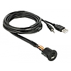 Delock Cable USB Type-A male + 3.5 mm 4 pin stereo jack male  female bulkhead USB Type-A female + 3 (85718)