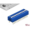 Delock DIP 12 állomásos csúsztató kapcsoló 2,54 mm távolság THT hosszanti kék 10 darab (66388)