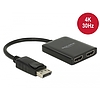 Delock Displayport 1.2-es elosztó 1 x Displayport-bemenet  2 x HDMI-kimenet 4K 30 Hz (87720)