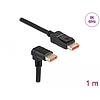 Delock DisplayPort kábel egyenes csatlakozódugóval - csatlakozódugóval 90 ívelt lefelé 8K 60 Hz 1 m (87050)