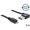 Delock EASY-USB 2.0 -A apa hajlított  USB 2.0 micro-B apa kábel, 5 m (83385)