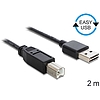 Delock EASY-USB 2.0 -A apa  USB 2.0-B apa kábel, 2 m (83359)