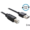 Delock EASY-USB 2.0 -A apa  USB 2.0-B apa kábel, 3 m (83360)