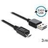 Delock EASY-USB 2.0 -A apa  USB 2.0 micro-B apa kábel, 3 m (83368)