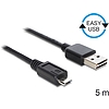 Delock EASY-USB 2.0 -A apa  USB 2.0 micro-B apa kábel, 5 m (83369)