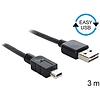 Delock EASY-USB 2.0 -A apa  USB 2.0 mini apa kábel, 3 m (83364)