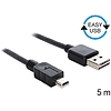 Delock EASY-USB 2.0 -A apa  USB 2.0 mini apa kábel, 5 m (83365)