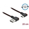 Delock EASY-USB 2.0 kábel A-típusú csatlakozódugó - USB Type-C csatlakozódugó, ívelt bal / jobb, 0, (85279)