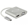 Delock Elosztó USB Type-C csatlakozóval (DP alternatív mód)  1 db HDMI + 1 db VGA csatlakozó (87705)