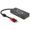 Delock Elosztó USB Type-C csatlakozóval (DP alternatív mód)  1 db HDMI + 1 db VGA csatlakozó (87730)