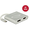 Delock Elosztó USB Type-C csatlakozóval (DP alternatív mód támogatás)  1 db HDMI + 1 db Displaypor (87716)