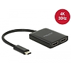 Delock Elosztó USB Type-C csatlakozóval (DP alternatív mód támogatás)  2 db HDMI csatlakozó, 4K 30 (87719)