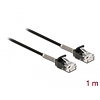 Delock Görbítés védelemmel ellátott kábel RJ45 apa - RJ45 apa Cat.6A, 1 m hosszú, fekete (87016)