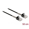 Delock Görbítés védelemmel ellátott kábel RJ45 apa - RJ45 apa Cat.6A, 50 cm hosszú, fekete (87015)