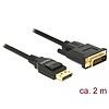 Delock Kábel Displayport 1.2 dugó  DVI 24+1 dugó passzív 2 m fekete (85313)