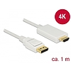 Delock Kábel Displayport 1.2 dugó  High Speed HDMI-A dugó passzív 4K 1 m fehér (83817)