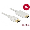 Delock Kábel Displayport 1.2 dugó  High Speed HDMI-A dugó passzív 4K 3 m fehér (83819)