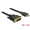 Delock Kábel DVI 18+1 csatlakozódugóval  HDMI-A csatlakozódugóval, 1 m, fekete (85582)