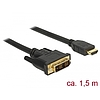 Delock Kábel DVI 18+1 csatlakozódugóval  HDMI-A csatlakozódugóval, 1,5 m, fekete (85583)