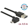 Delock Kábel, EASY-USB 2.0-s A csatlakozó  EASY-USB 2.0-s Micro-B csatlakozó ívelt bal / jobb, 0,5m (83847)