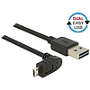 Delock Kábel, EASY-USB 2.0-s A-típusú csat.  EASY-USB 2.0-s Micro-B típusú csat.ívelt 0,5 m, fekete (83849)