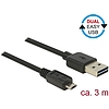 Delock Kábel, EASY-USB 2.0-s A-típusú csatlakozódugó  EASY-USB 2.0-s Micro-B típusú csatlakozódugó, (83851)