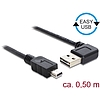 Delock Kábel, EASY-USB 2.0-s A- típusú csatlakozódugó, ívelt bal / jobb  USB 2.0-s Mini-B-típusú cs (85175)