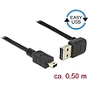 Delock Kábel EASY-USB 2.0-s A típusú csatlakozódugó, ívelt felfelé / lefelé  USB 2.0-s Mini-B-típus (85184)