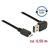 Delock Kábel EASY-USB 2.0-s A típusú csatlakozódugó, ívelt felfelé / lefelé  USB 2.0-s Micro-B-típu (85203)