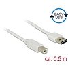 Delock Kábel, EASY-USB 2.0-s A-típusú csatlakozódugó  USB 2.0-s B-típusú csatlakozódugó, 0,5 m, feh (83685)