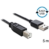 Delock Kábel, EASY-USB 2.0-s A-típusú csatlakozódugó  USB 2.0-s B-típusú csatlakozódugó, 5 m,fekete (85553)