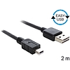 Delock Kábel, EASY-USB 2.0-s A-típusú csatlakozódugó  USB 2.0-s Mini-B-típusú csatlakozódugó, 2 m, (85554)