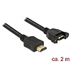 Delock Kábel, HDMI-A dugó  HDMI-A hüvely, panelrögzítés, 4K 30 Hz 2 m (85464)