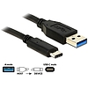 Delock Kábel USB 10 Gbps (USB 3.1, Gen 2), A típusú csatlakozódugó  USB Type-C 0,5 m hosszú fekete (83869)