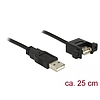 Delock Kábel, USB 2.0-s A típusú bementi csatlakozós  USB 2.0-s A-típusú csatlakozóhüvely, panelrög (85462)