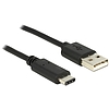 Delock Kábel USB C típus 2.0 dugó  USB 2.0 A típusú dugó 1 m fekete (83600)